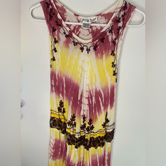 Jessica Taylor Tie-Dye Midi Dress - Red and Yellow - Picture 2 of 3